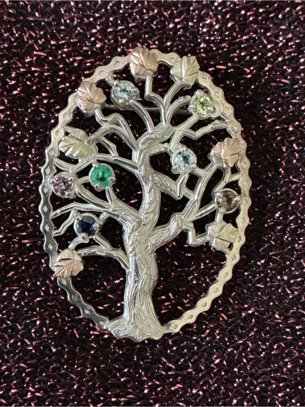 BLACK HILLS GOLD Tree Of Life Brooch 925 12K